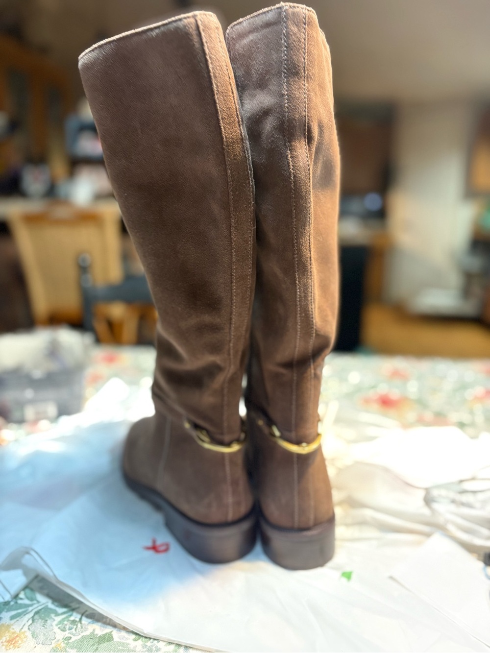Vince Camuto Adria Suede Link Hardware Tall Riding Boots Womens 10 - Picture 4 of 14